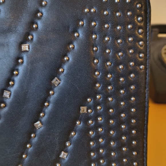 Black MCM Diamond Disco Flap 2 Way Crossbody With Swarovski Crystal Accents-GUC - Picture 4 of 9